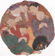 unknow artist The Seven Sleepers in the cave of Ephesus with their dog China oil painting reproduction